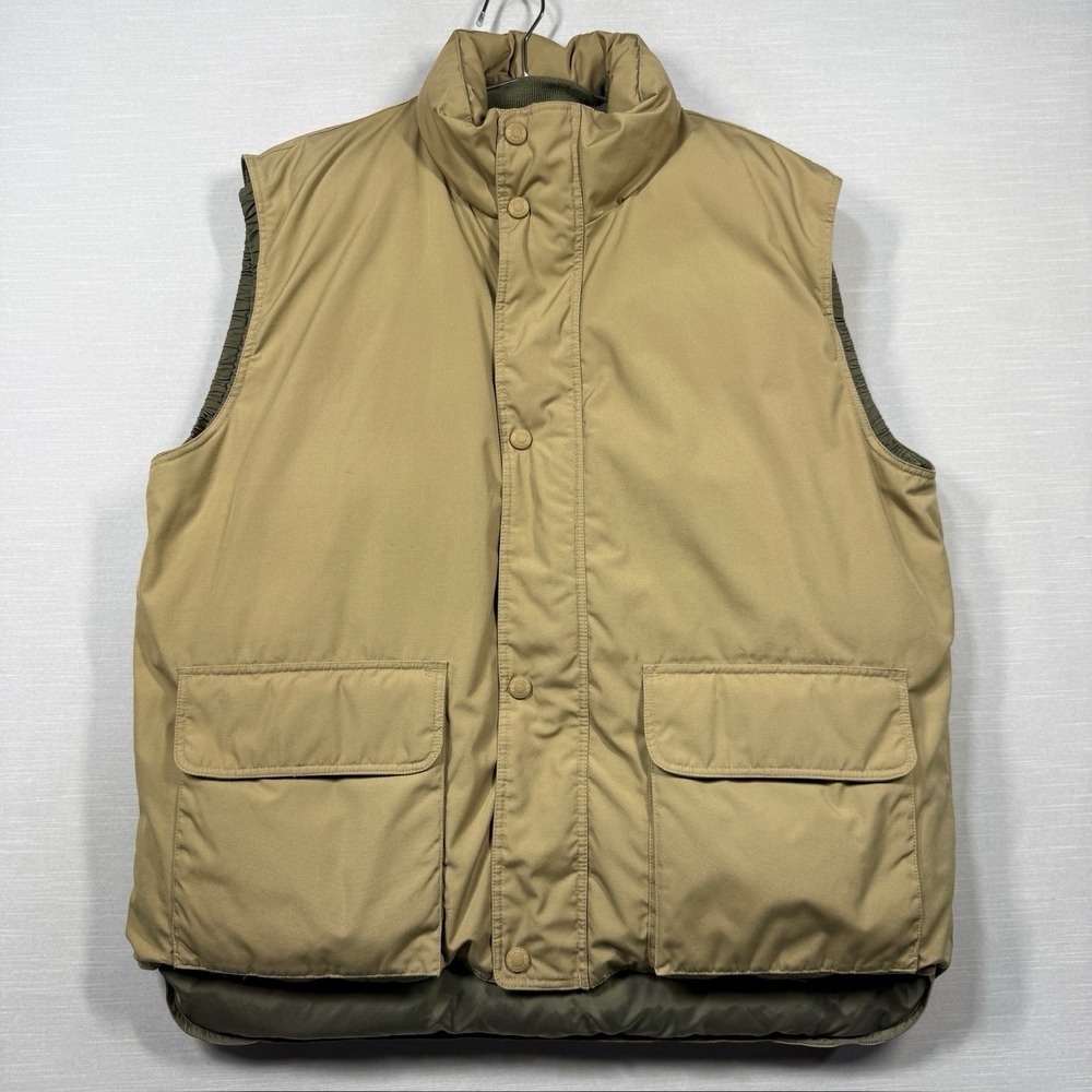 Vintage Cabela's Down Puffer Vest Men XLT Tall Beige Tan Premier Northern